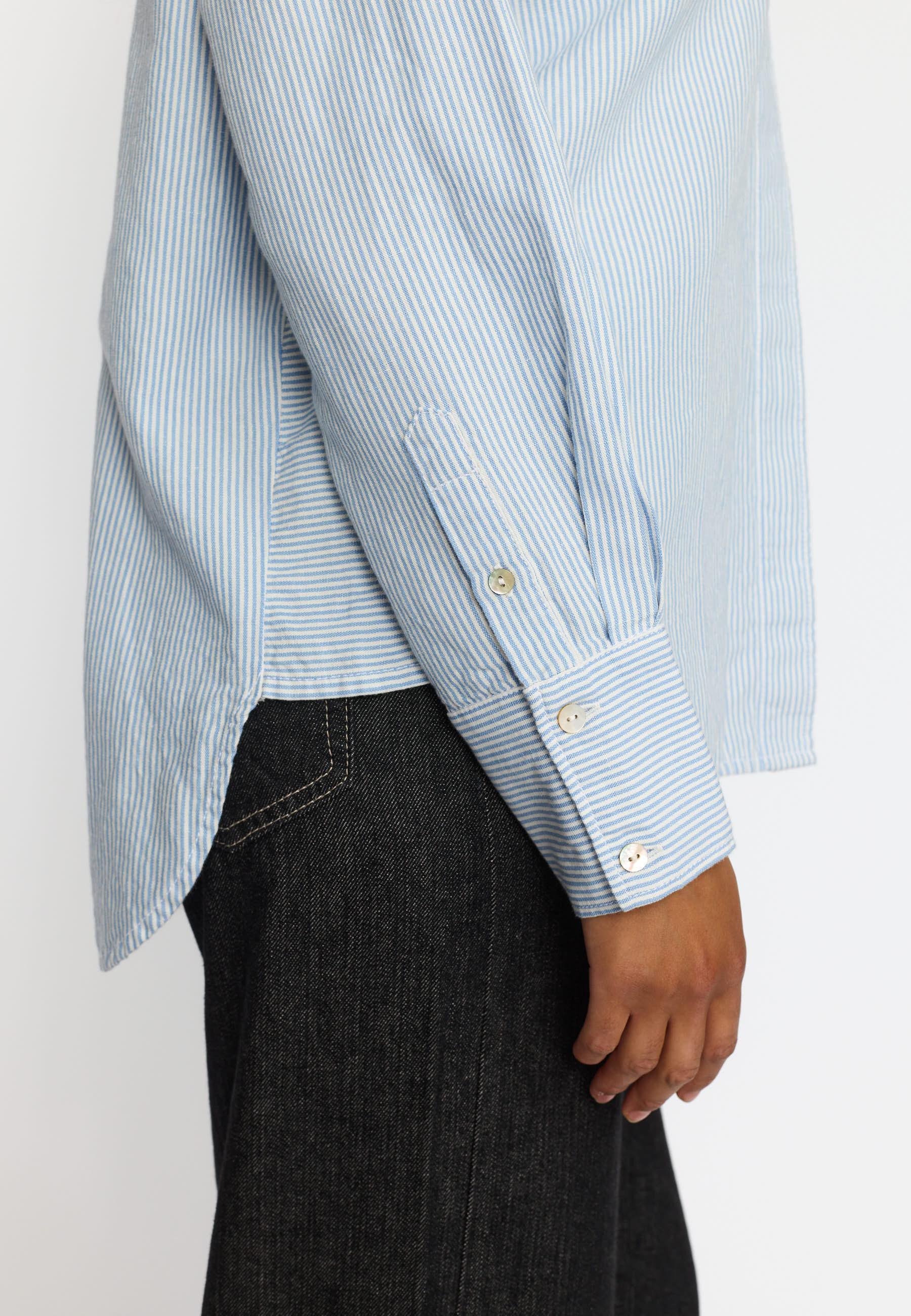 Selfhood gestreiftes long Shirt Hemd Damen hellblau